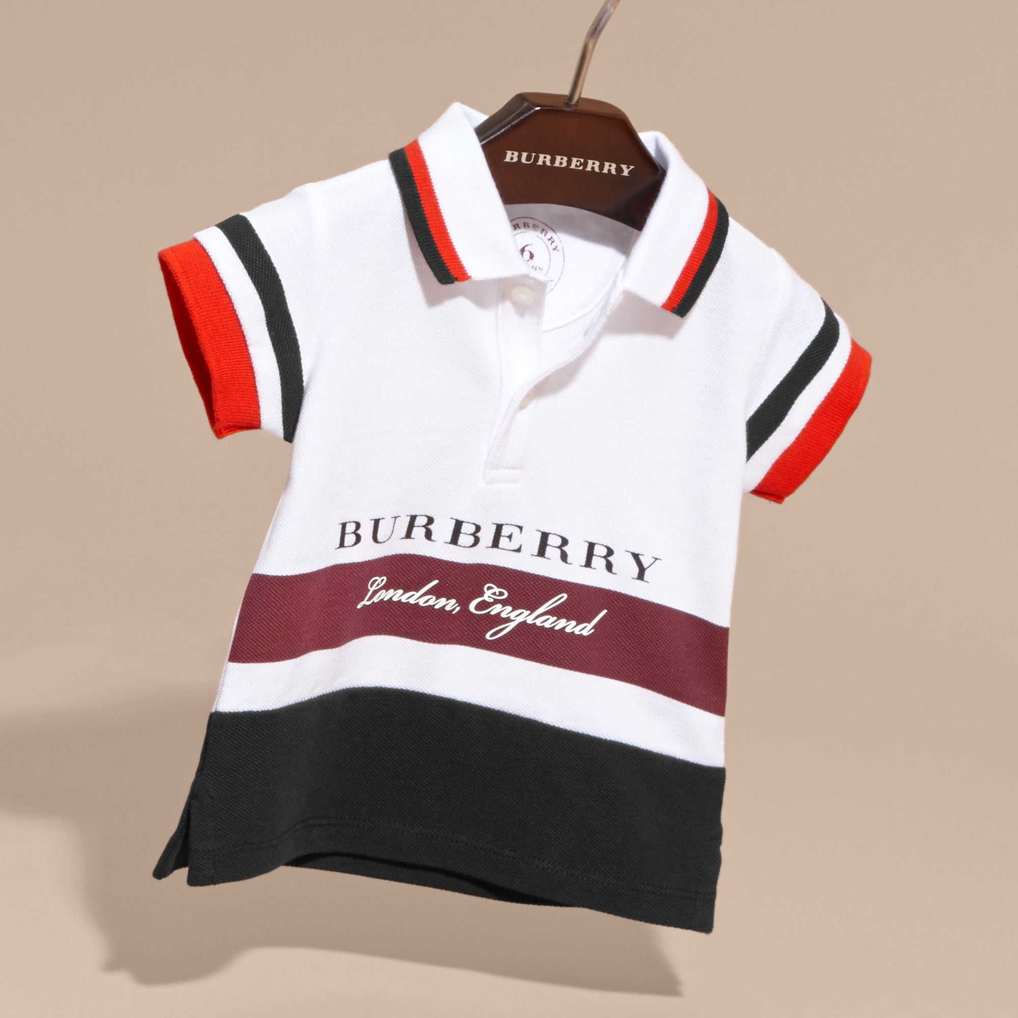 Polo en piqué de coton à rayures - Claret