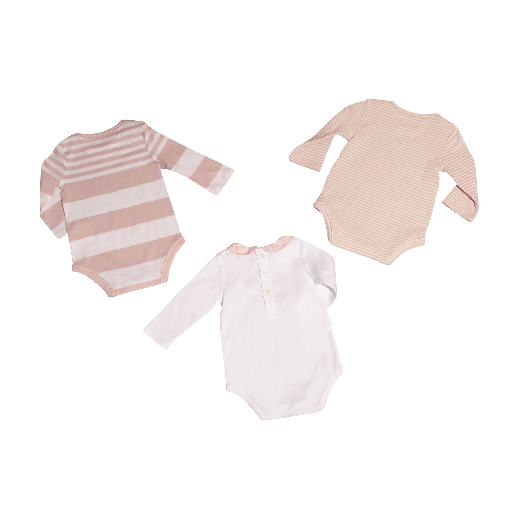 Coffret cadeau bébé trois pièces en coton mélangé à motif - Powder Pink