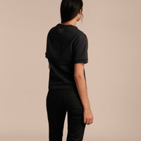 Sweat-shirt manches courtes face en jacquard - Black