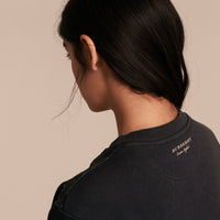 Sweat-shirt manches courtes face en jacquard - Black