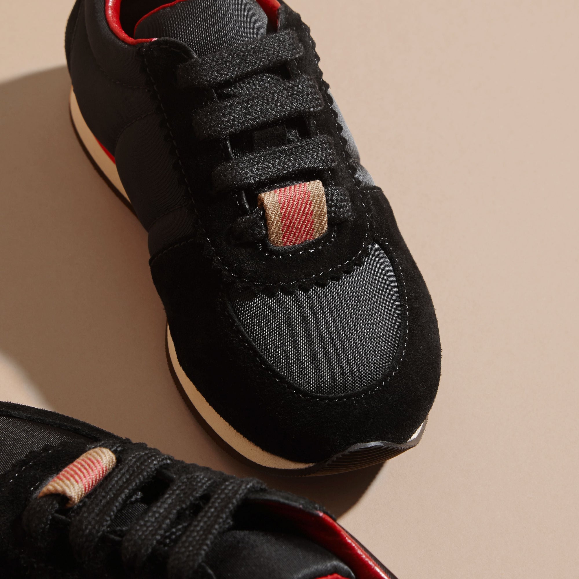 Sneakers en tissu technique & cuir velours - Black