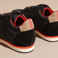 Sneakers en tissu technique & cuir velours - Black