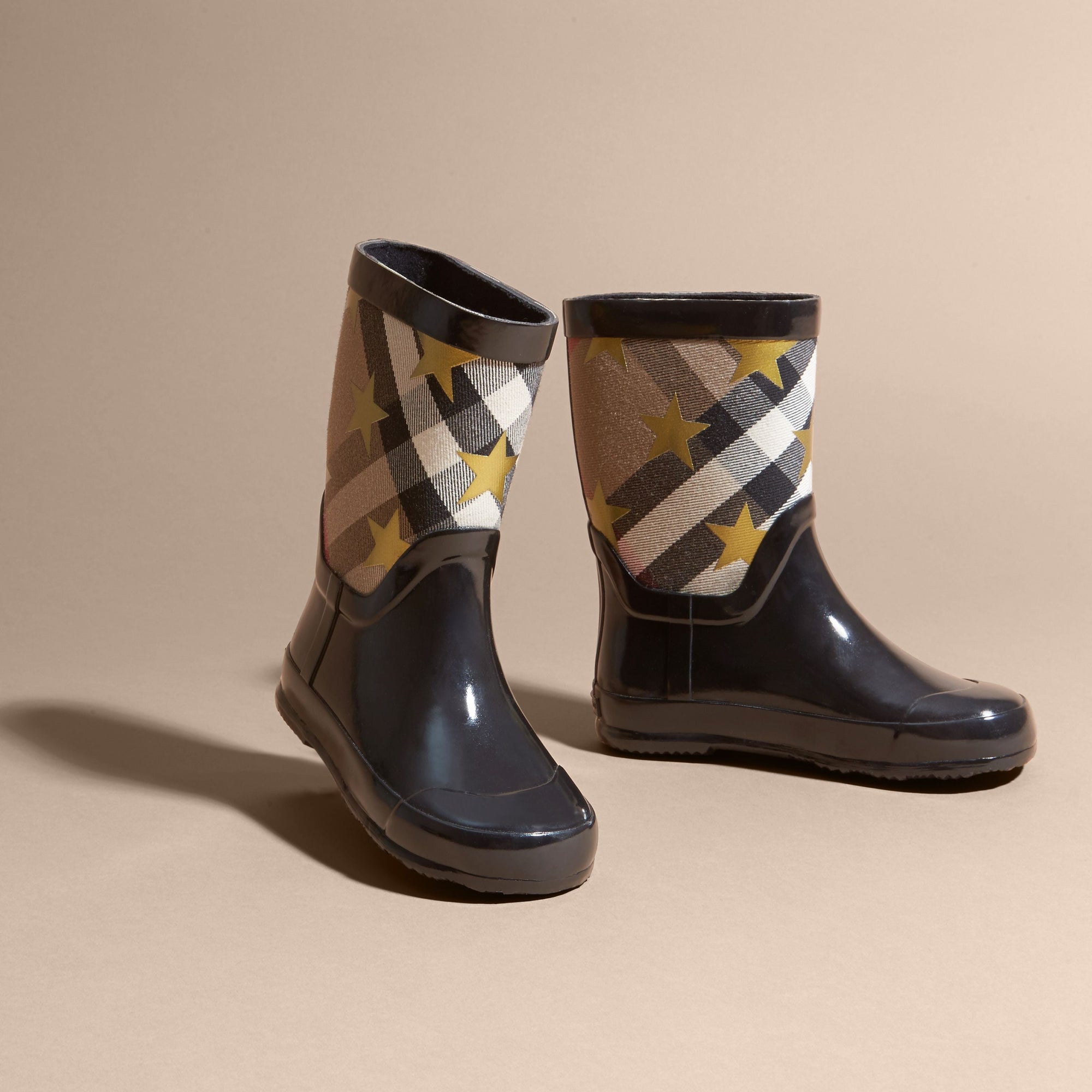 Bottes de pluie à motif House check et imprimé à étoiles - Black