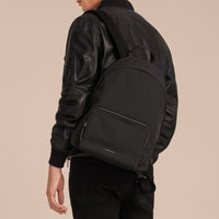 Sac à dos en tissu technique avec détails en cuir - Black