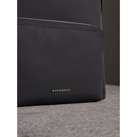 Sac à dos en tissu technique avec détails en cuir - Black