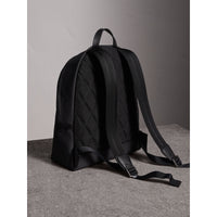 Sac à dos en tissu technique avec détails en cuir - Black