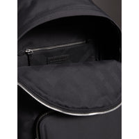 Sac à dos en tissu technique avec détails en cuir - Black