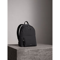 Sac à dos en tissu technique avec détails en cuir - Black