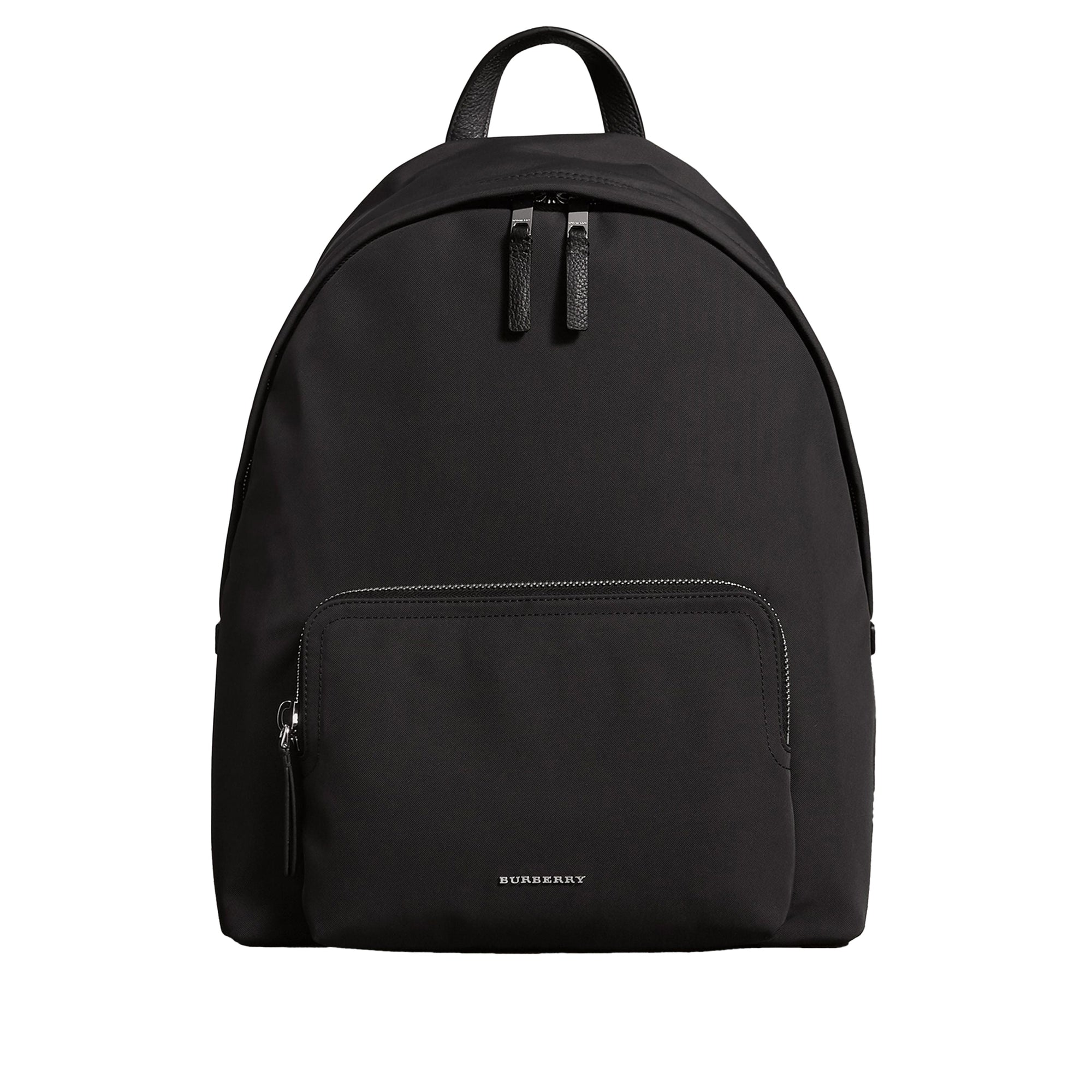 Sac à dos en tissu technique avec détails en cuir - Black