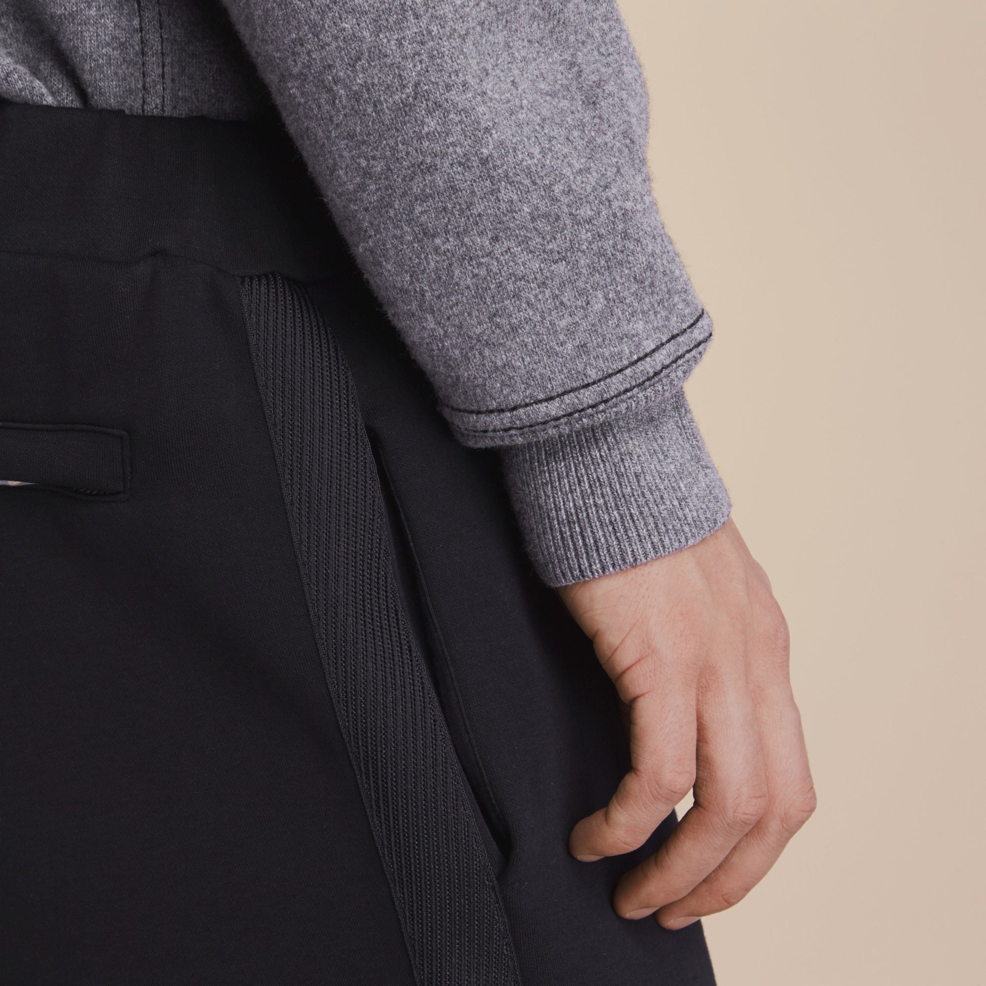 Pantalon de survêtement en maille de coton mélangé - Black