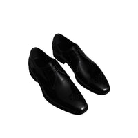 Chaussures de style derby en cuir avec détails perforés - Black