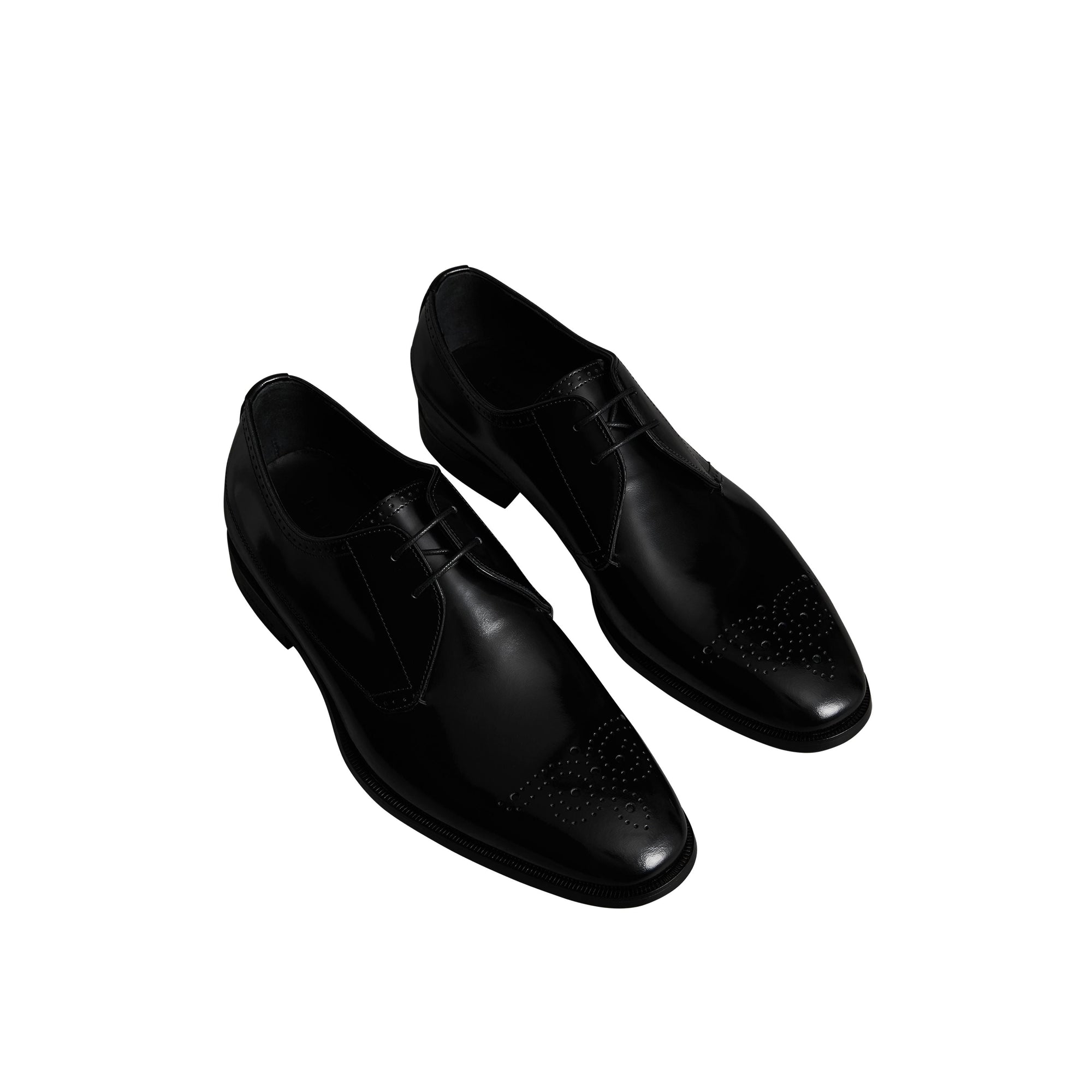 Chaussures de style derby en cuir avec détails perforés - Black