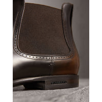 Bottines Chelsea en cuir ornées de perforations - Chocolate Brown