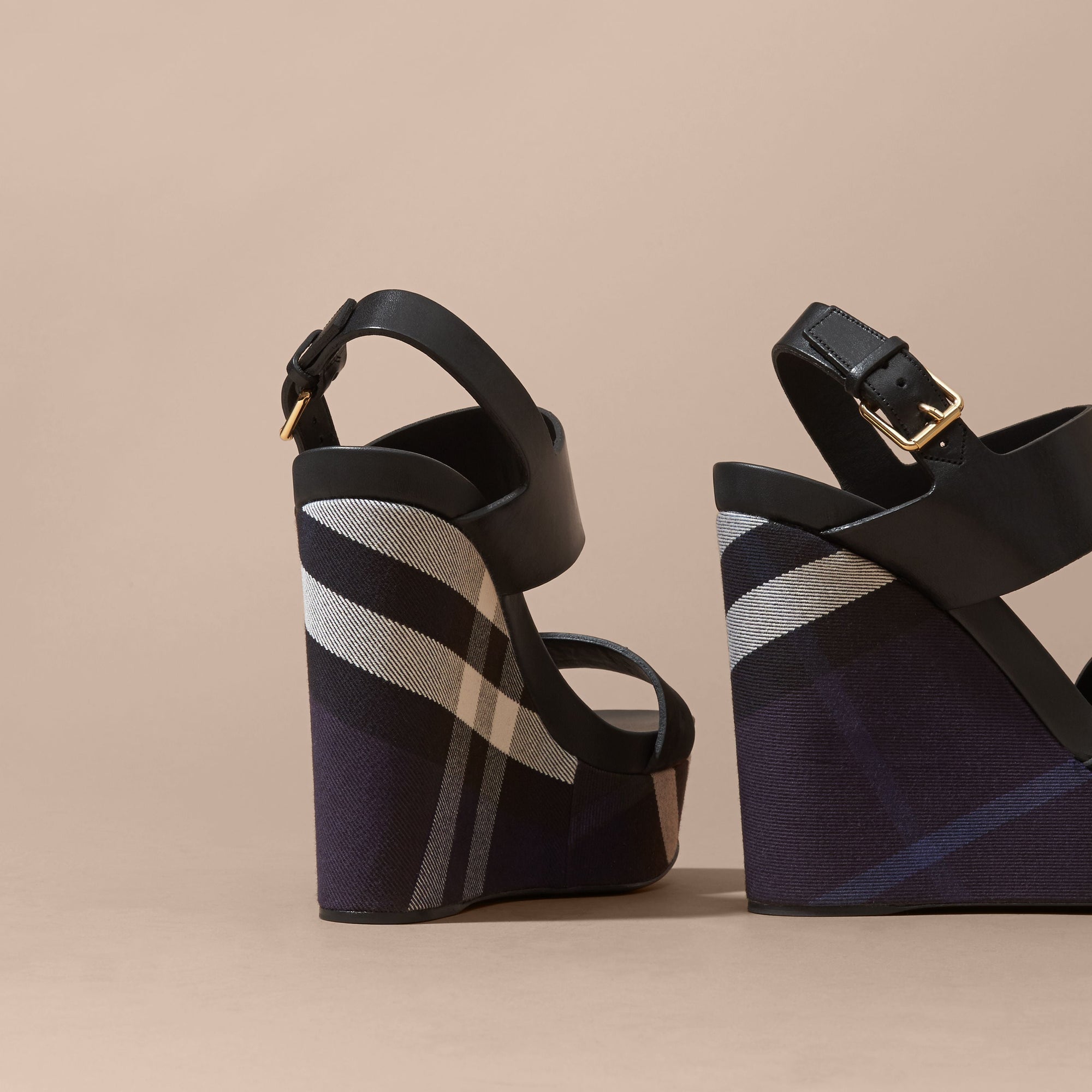 Sandales à plateforme en cuir velours de veau - Indigo Blue