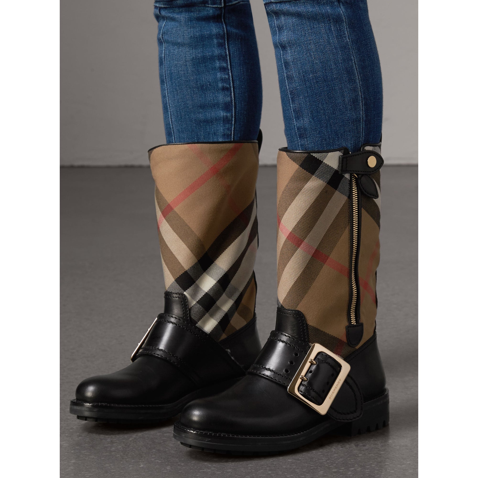 Bottes en cuir et coton House check avec boucle - Classic Check