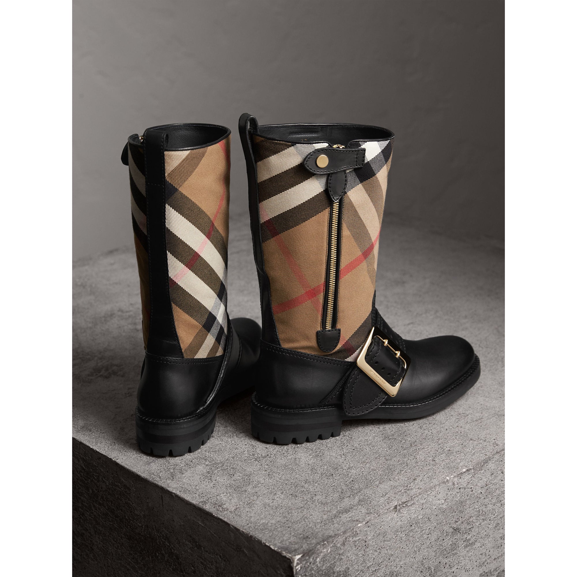 Bottes en cuir et coton House check avec boucle - Classic Check