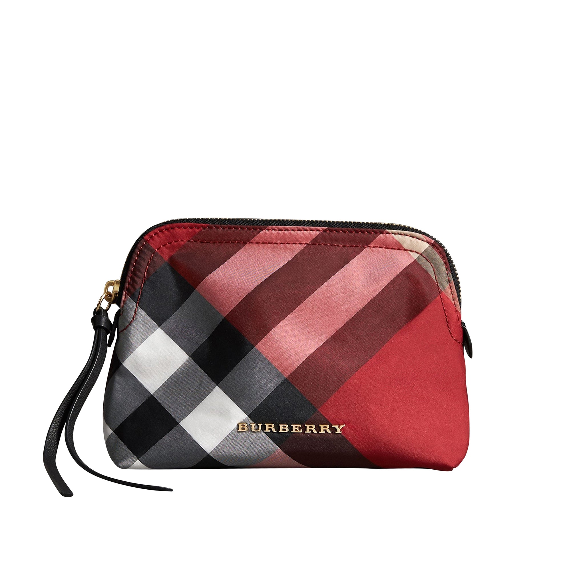 Pochette medium zippée en tissu technique à motif check - Parade Red