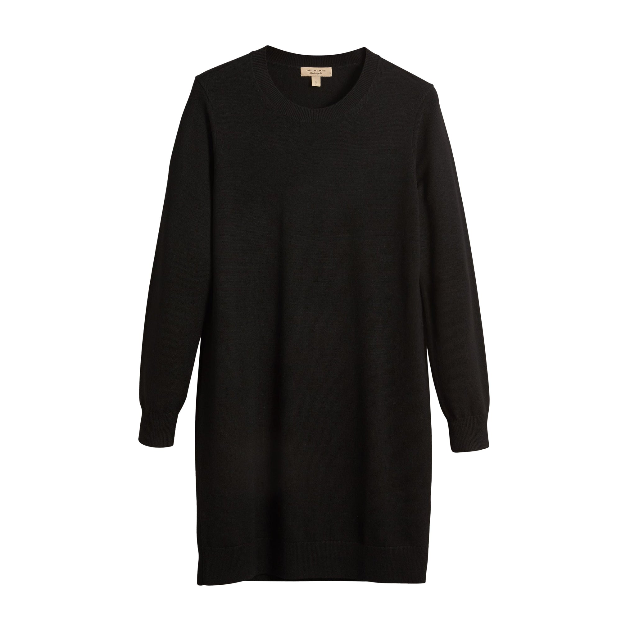 Robe pull en laine mérinos avec coudières check - Black