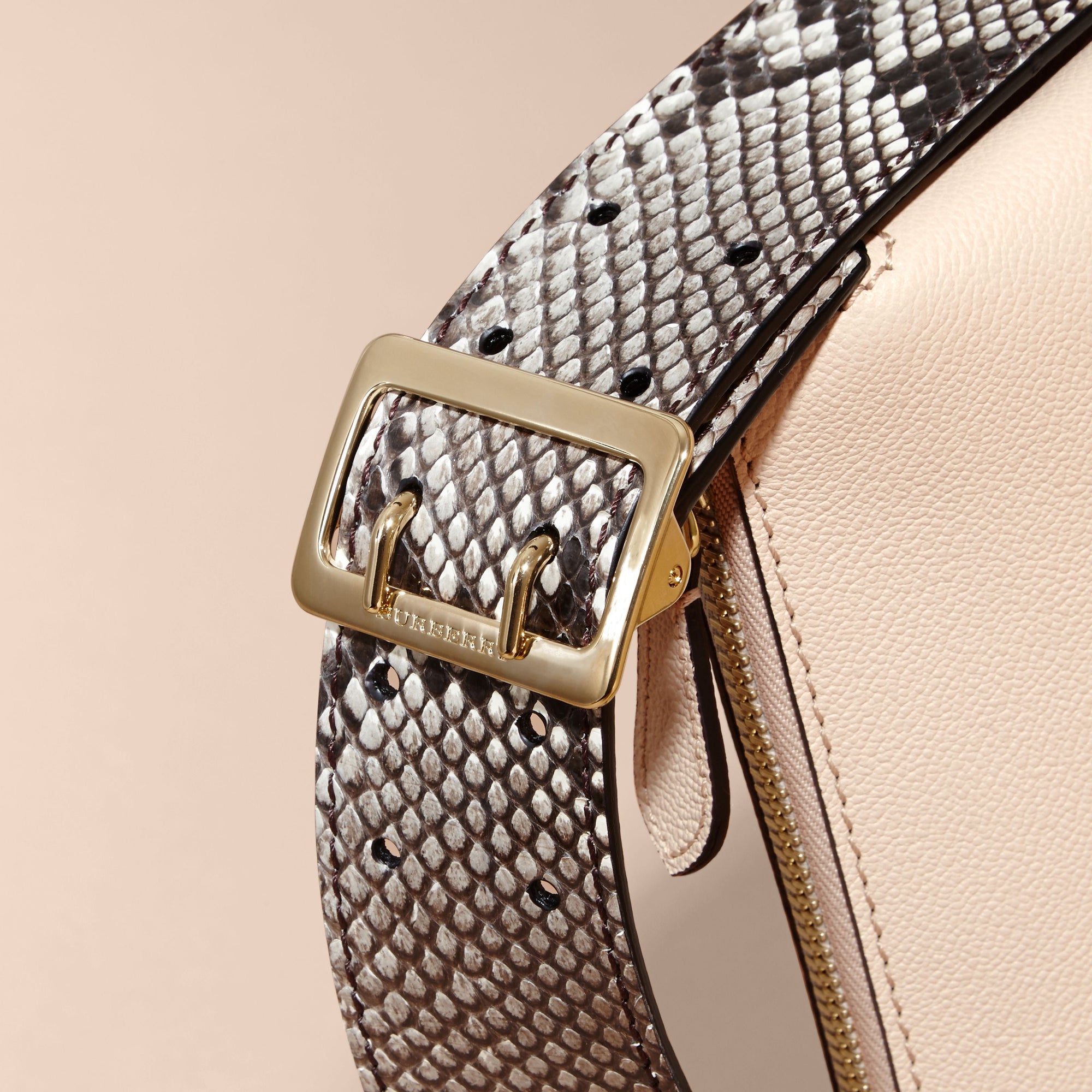 Sac à bandoulière en python et cuir - Limestone