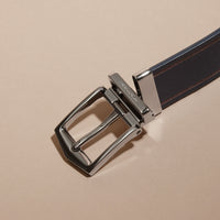 Ceinture réversible en cuir London avec bordure contrastante - Dark Navy & Black