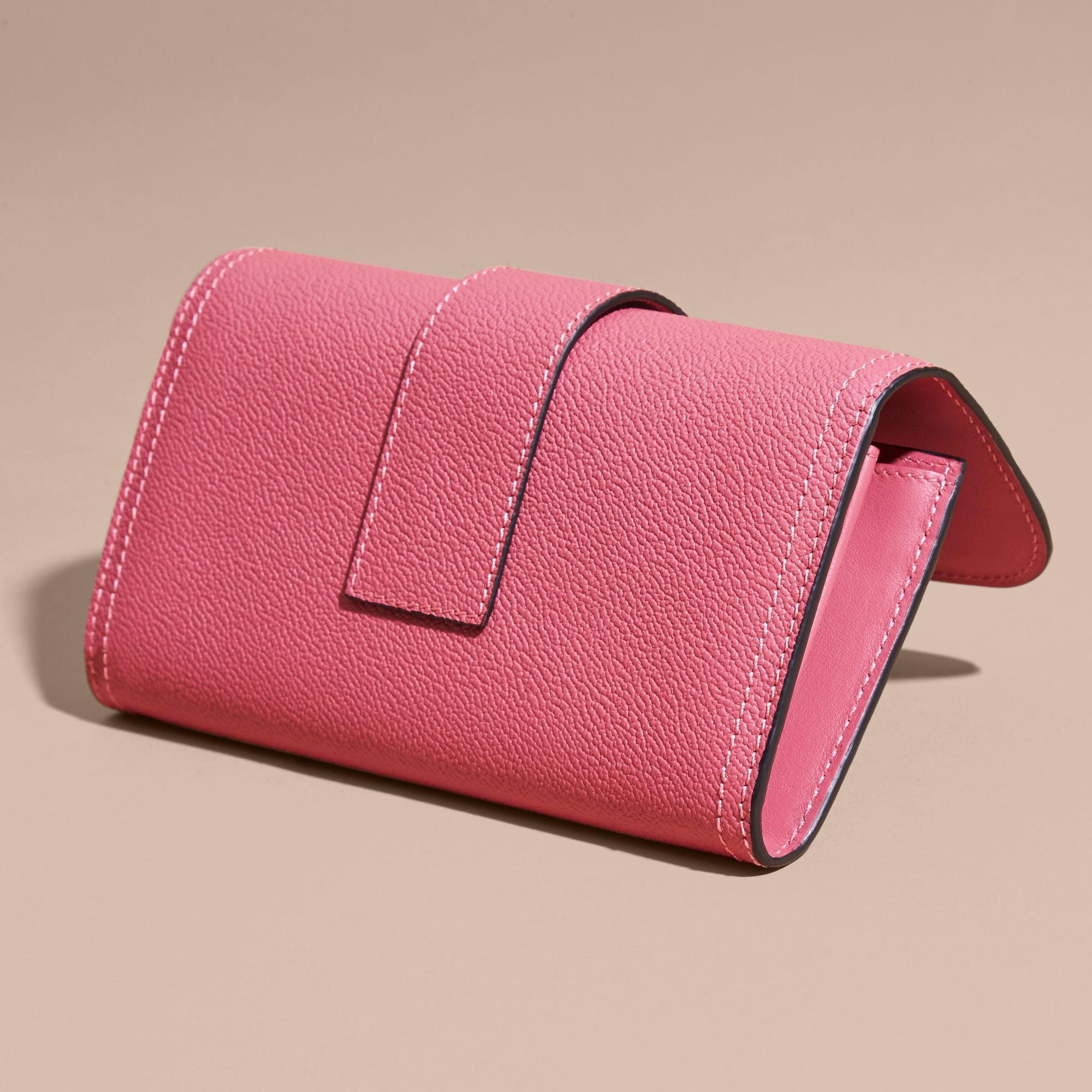 Portefeuille continental en cuir texturé - Pink Azalea