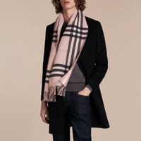 Écharpe en cachemire à motif check métallisé réversible - Ash Rose