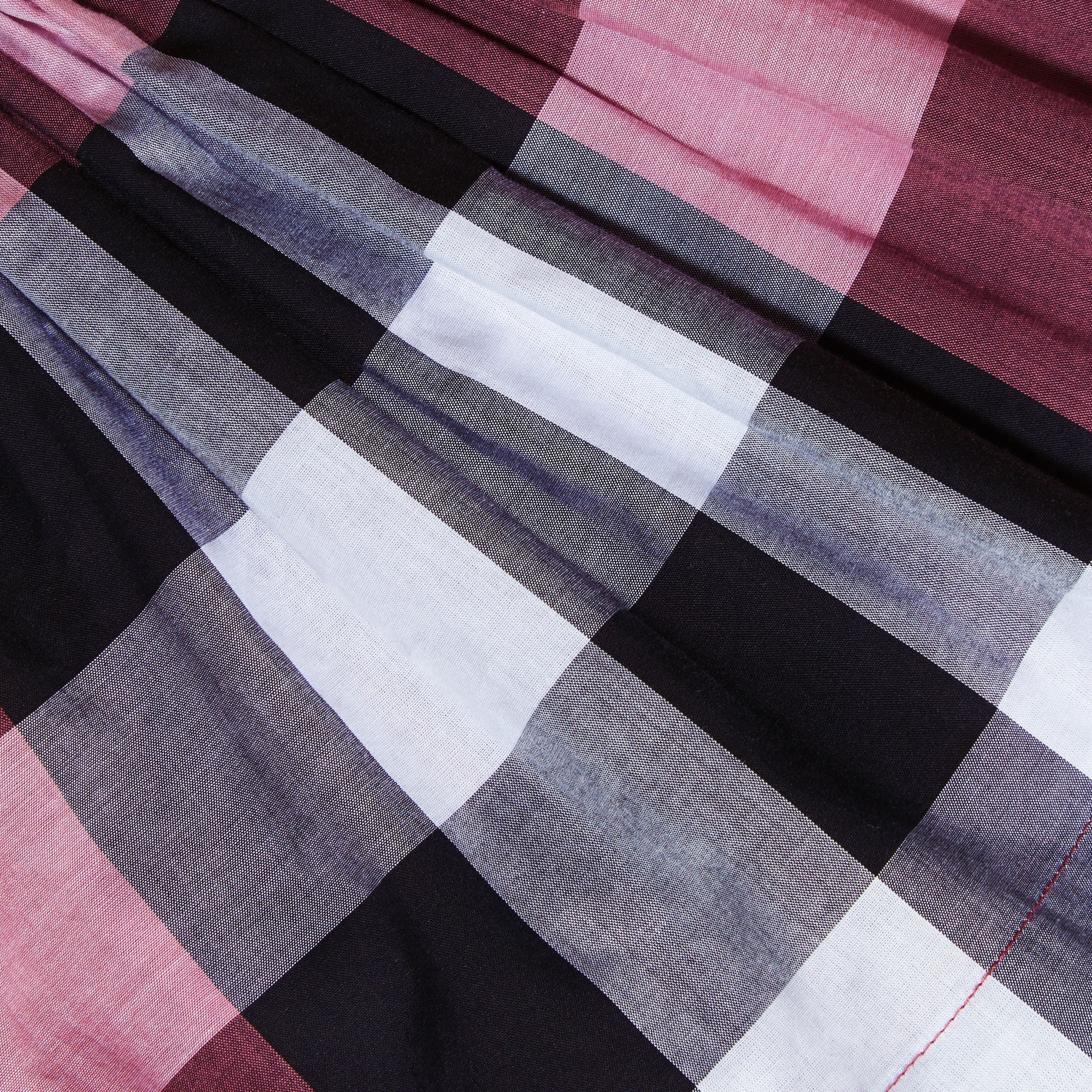Robe en voile de coton à motif check avec mancherons - Pink Azalea