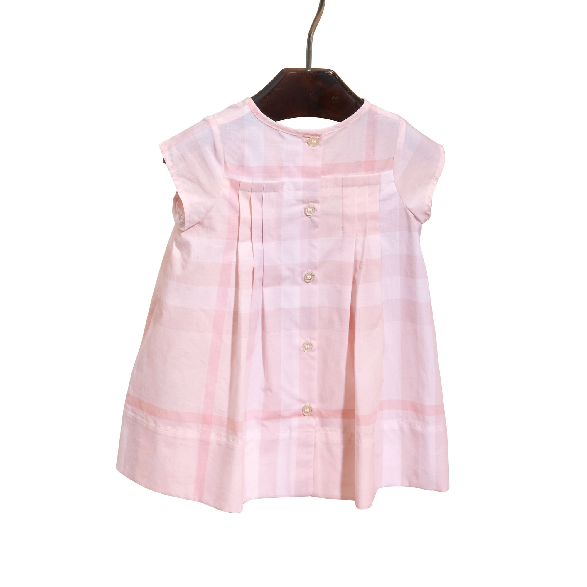 Robe plissée en coton à motif check - Ice Pink
