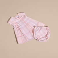 Robe plissée en coton à motif check - Ice Pink