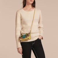 Mini sac The Buckle en cuir et tissu House check - Olive Green