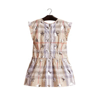 Robe en coton avec manches papillon & imprimé étoile - Silver
