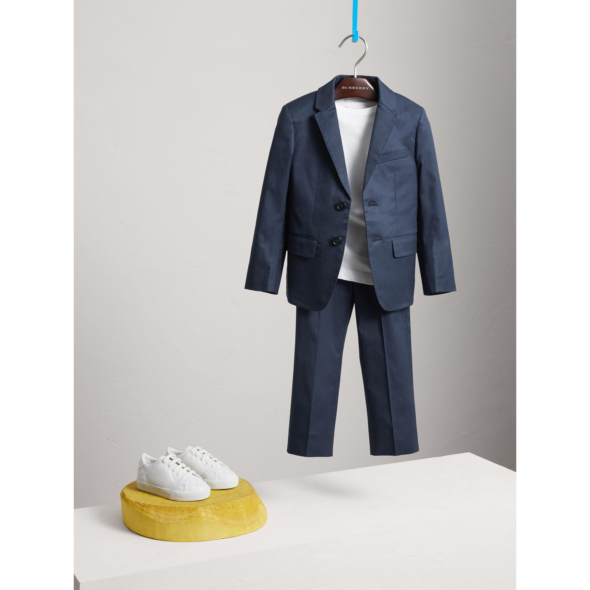 Blazer ajusté en coton extensible - Navy