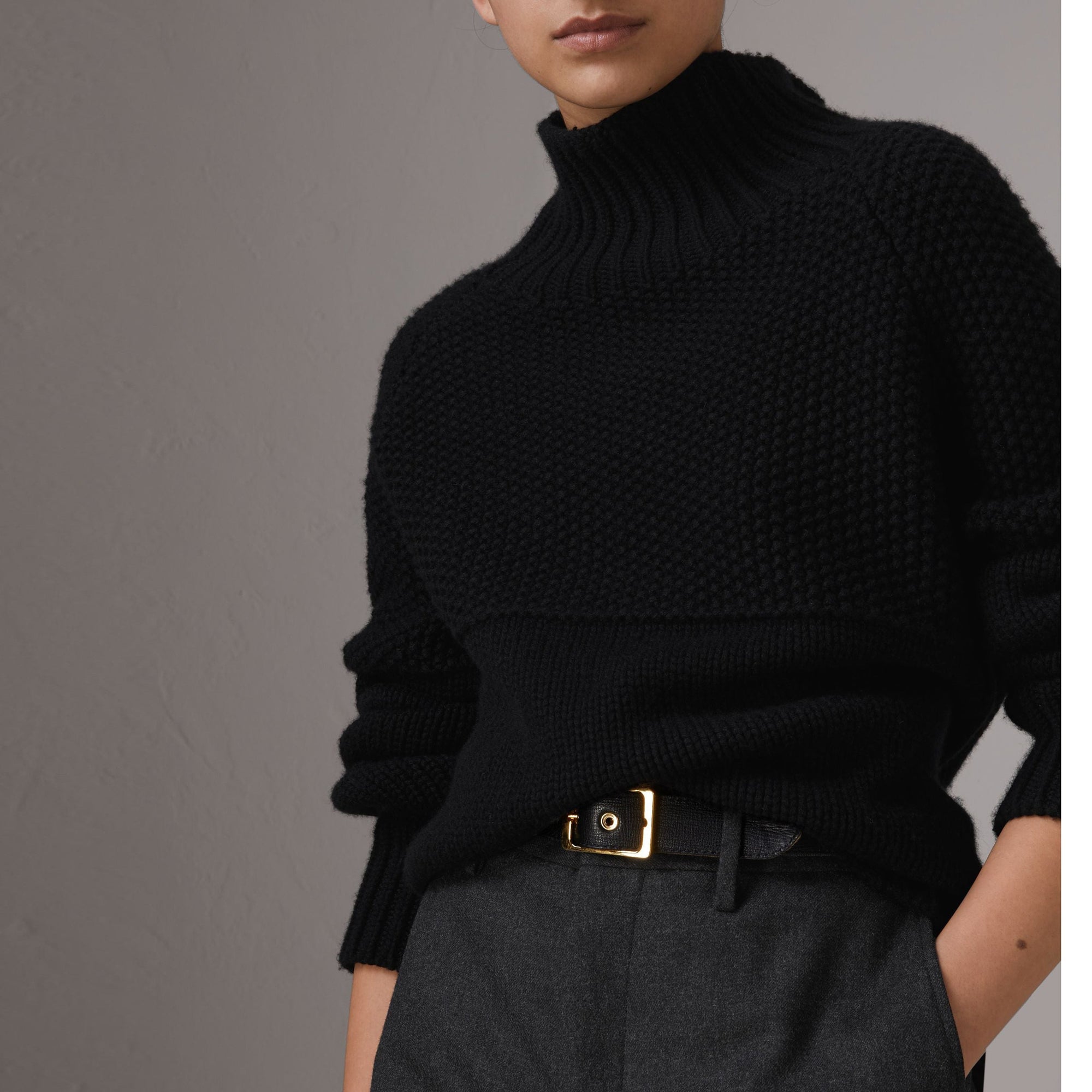 Ceinture réversible à motif House check avec cuir grainé - Camel & Black