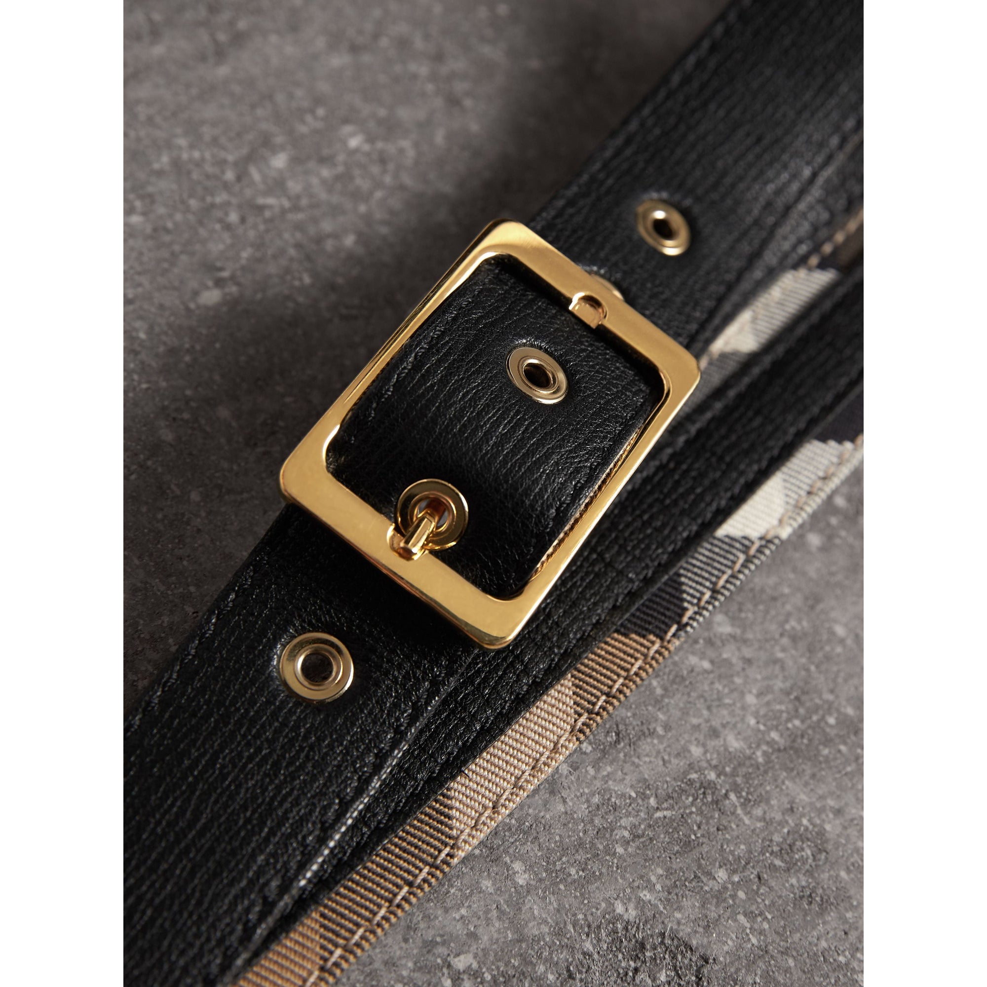 Ceinture réversible à motif House check avec cuir grainé - Camel & Black