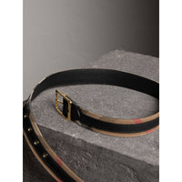 Ceinture réversible à motif House check avec cuir grainé - Camel & Black