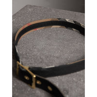 Ceinture réversible à motif House check avec cuir grainé - Camel & Black