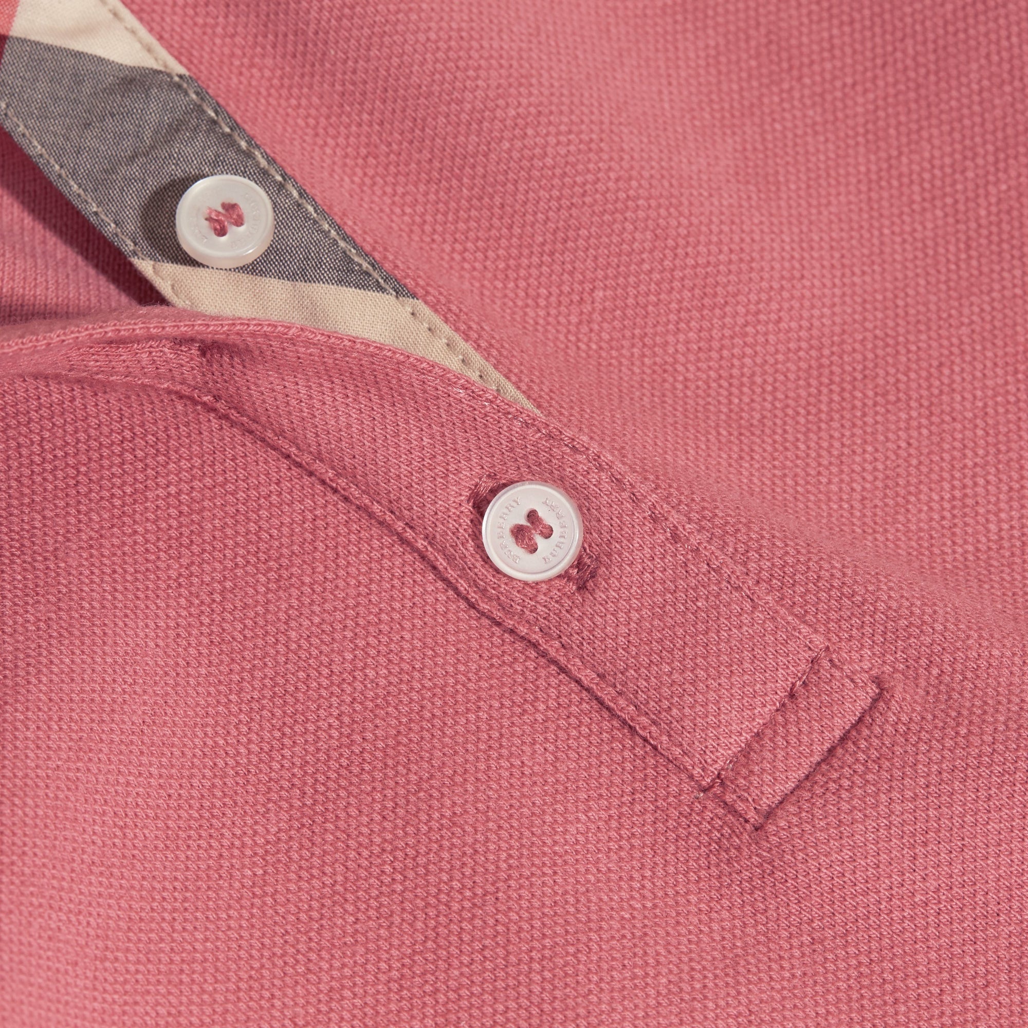 Robe en piqué de coton extensible à motif check - Pink Azalea