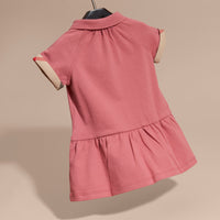 Robe en piqué de coton extensible à motif check - Pink Azalea