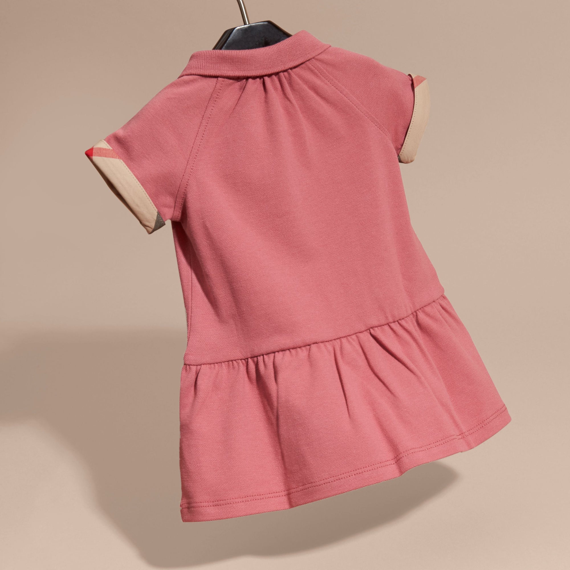 Robe en piqué de coton extensible à motif check - Pink Azalea