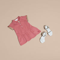 Robe en piqué de coton extensible à motif check - Pink Azalea