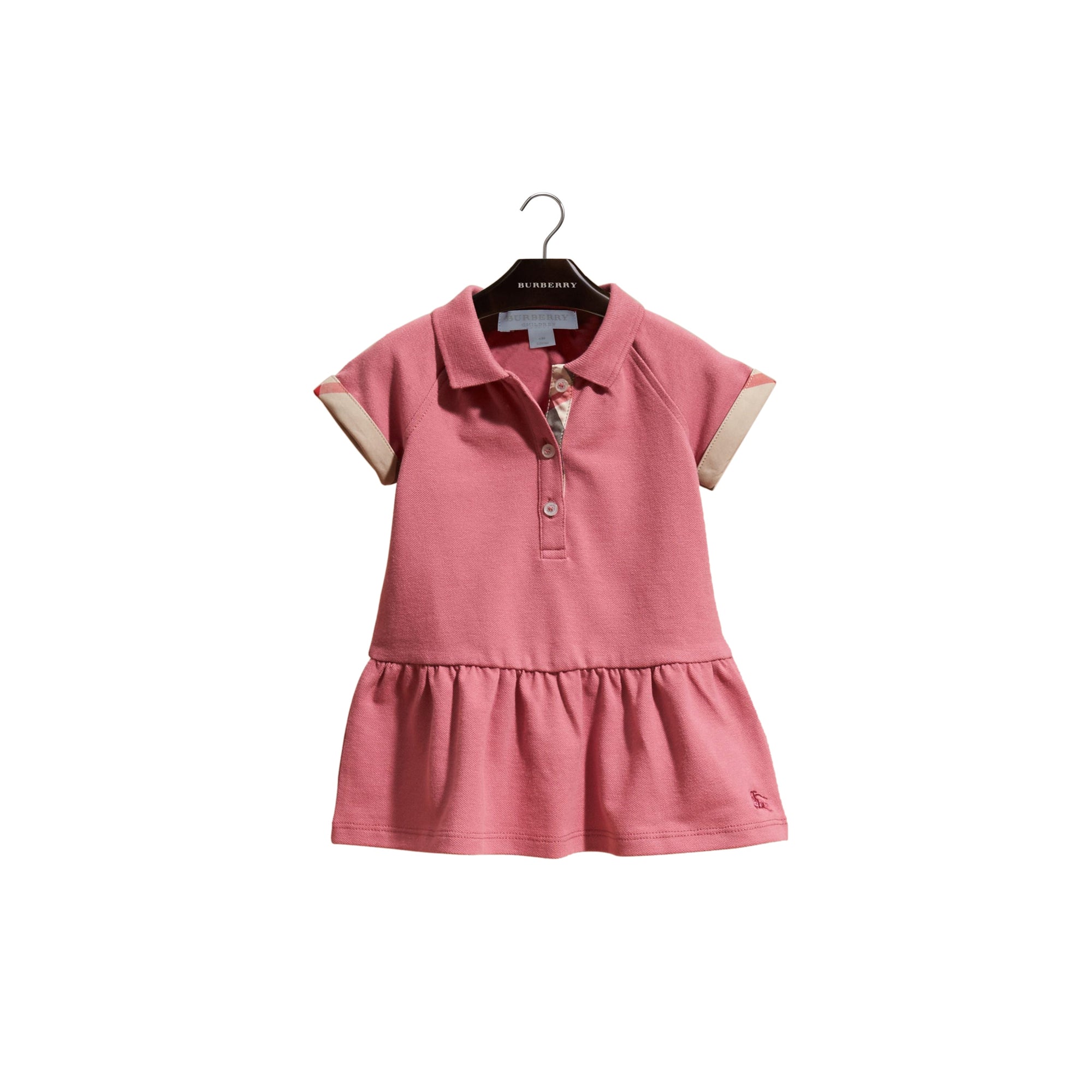 Robe en piqué de coton extensible à motif check - Pink Azalea