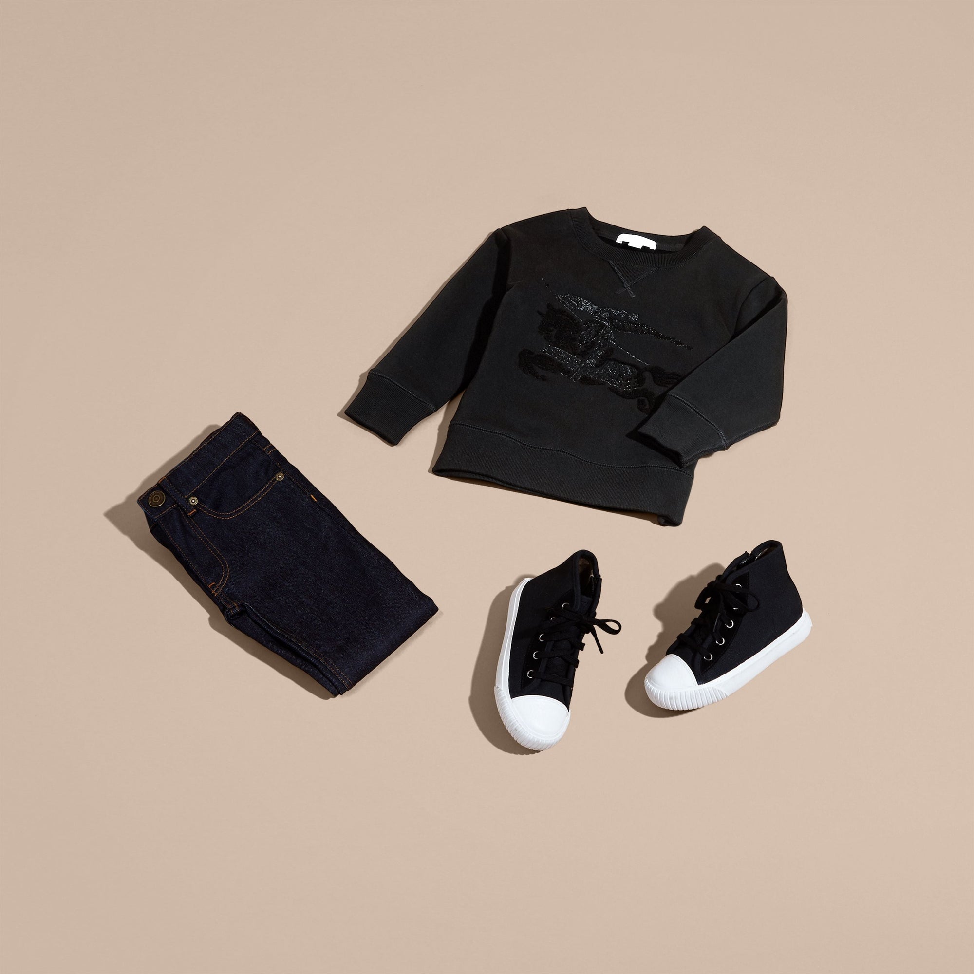 Sweat-shirt en coton orné du logo du Cavalier - Black