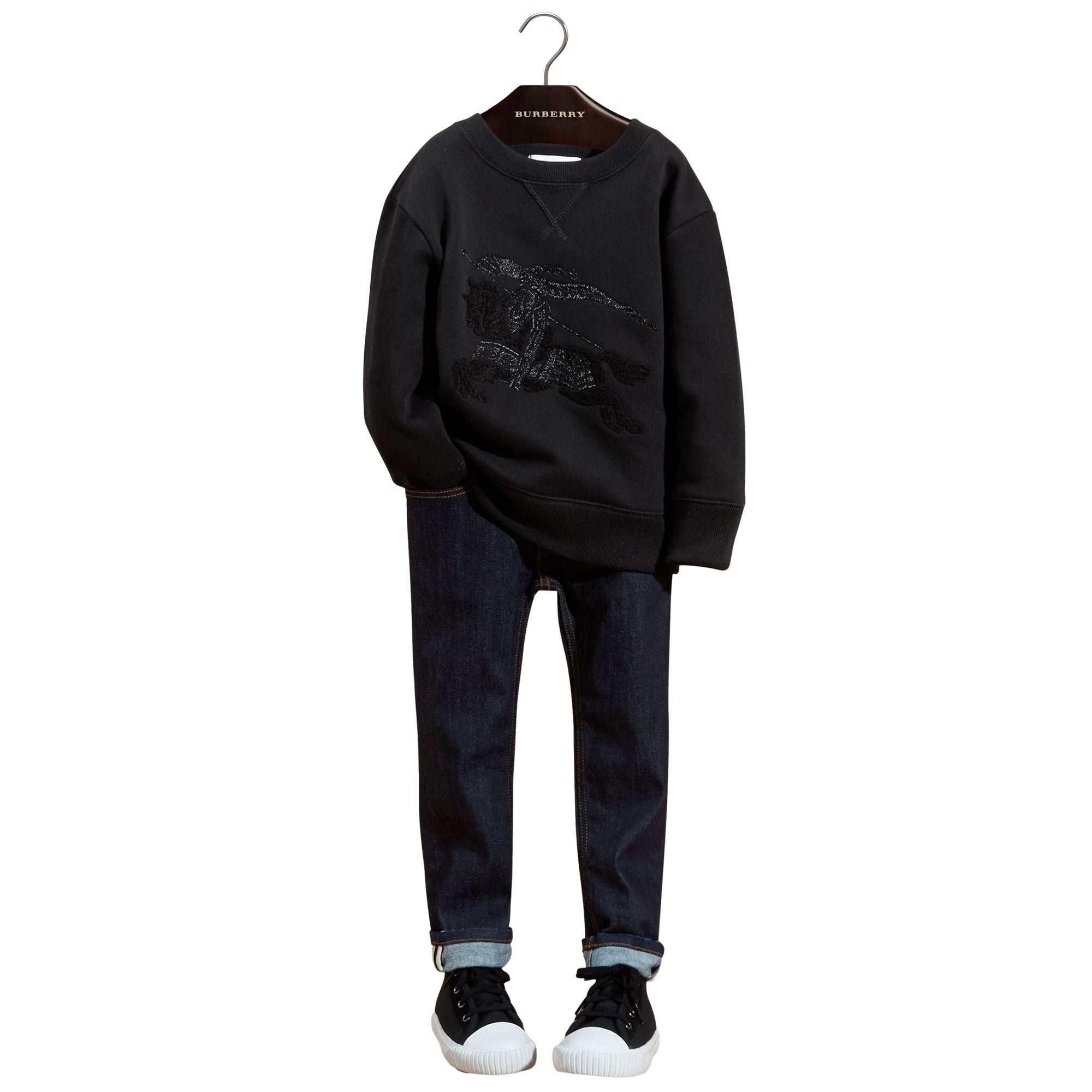 Sweat-shirt en coton orné du logo du Cavalier - Black