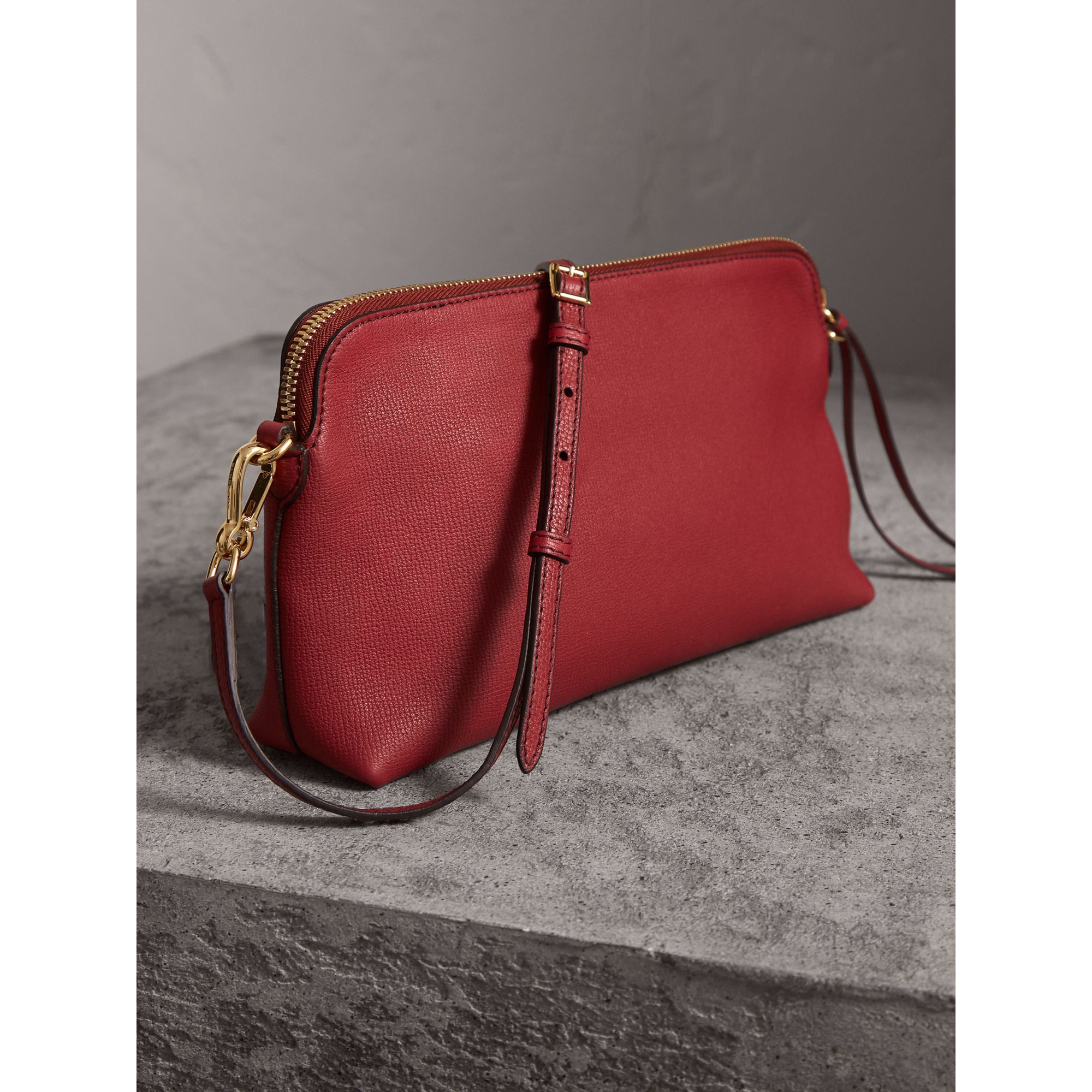 Clutch en cuir grainé - Russet Red