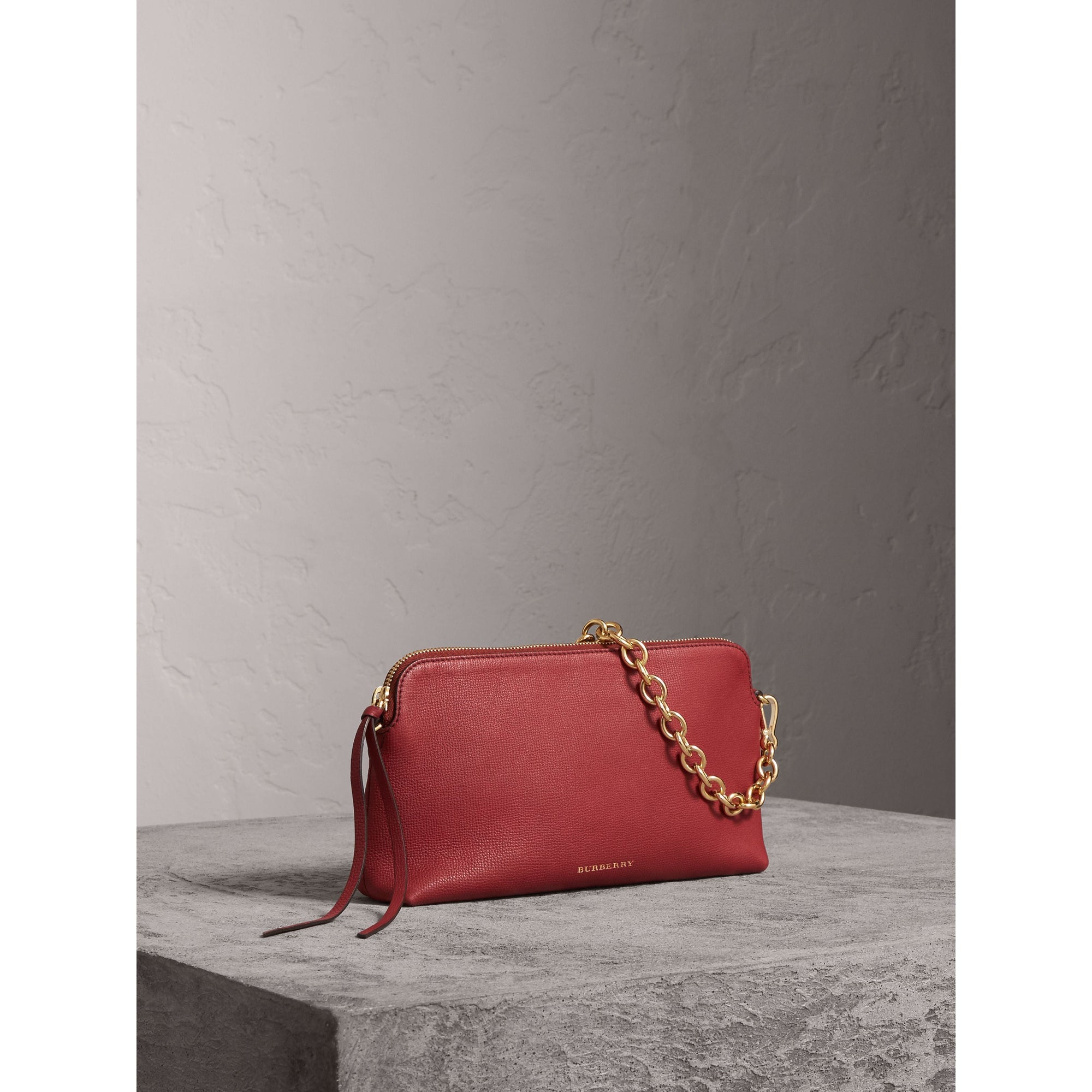 Clutch en cuir grainé - Russet Red