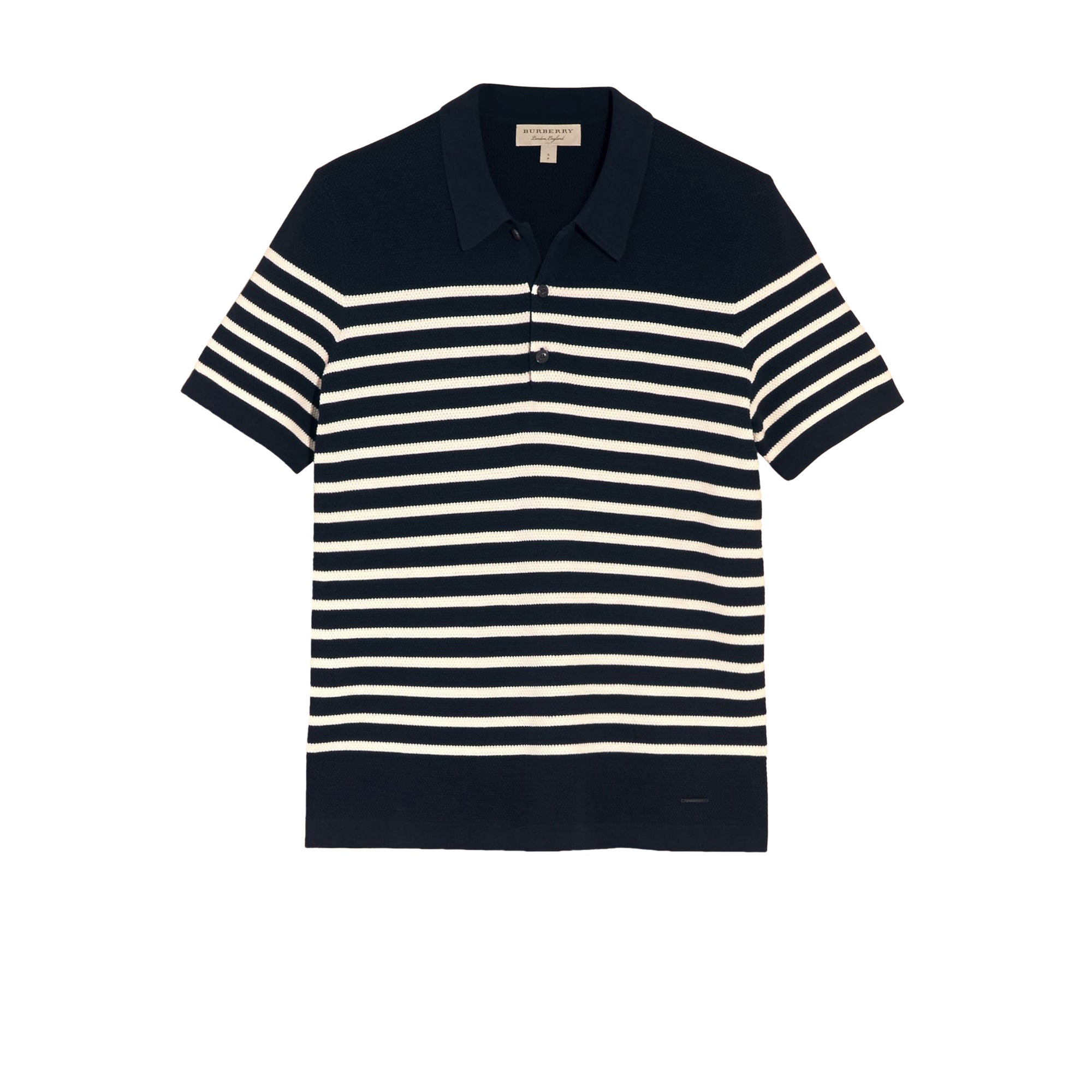 Polo en maille de coton à rayures - Navy