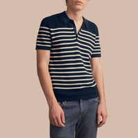 Polo en maille de coton à rayures - Navy
