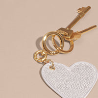 Bijou porte-clés avec cœur à sequins - White