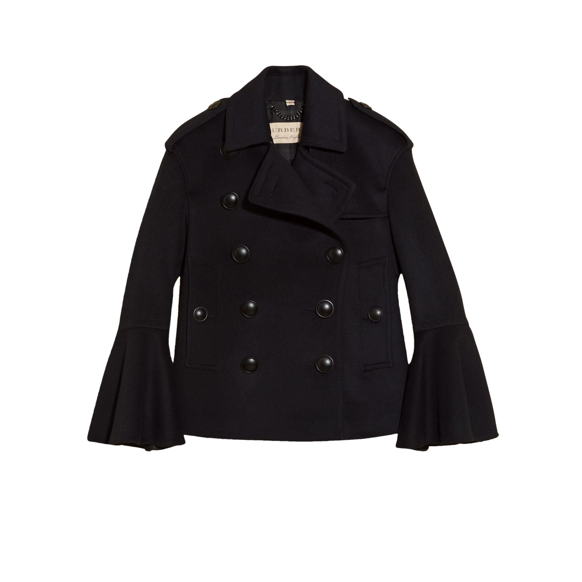 Caban en laine et cachemire avec manches cloches - Navy
