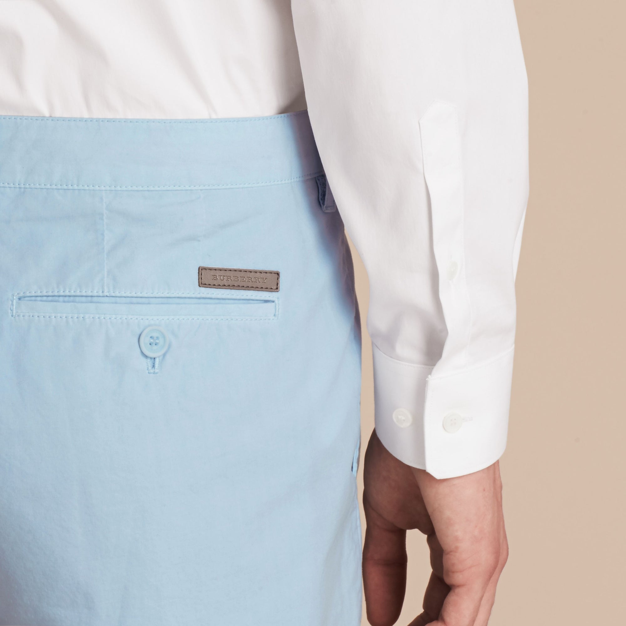 Short chino en popeline de coton - Pale Opal Blue